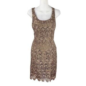 NWT Tahari Luxe rich mocha lace sheath dress II11